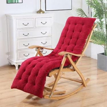 Imagem de Almofada para espreguiçadeira com laços, almofada confortável e durável para cadeira de pátio ao ar livre, jardim, piscina, almofadas de banco longo(Red,48 * 155cm)