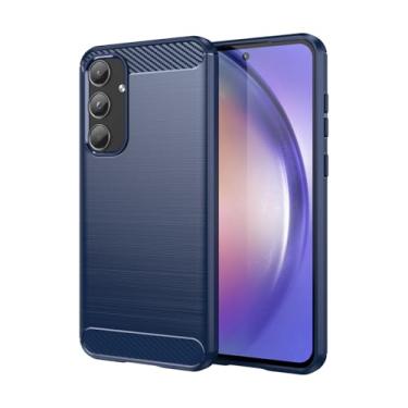 Imagem de Vavies Capa para Galaxy A55 5G, para Samsung A55 SM-A556U Capa de fibra de carbono fina e macia TPU capa protetora de absorção de choque à prova de choque para Samsung Galaxy A55 5G azul marinho