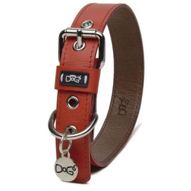 Imagem de Coleira para Cachorro em couro - Honey Niquel - Four Dogs, P, Vermelho