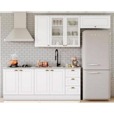 Imagem de Kit Cozinha Modulada 5 Peças Americana 2 Aéreos + 2 Balcões + 1 Complemento Sem Pia Cz131 Branco