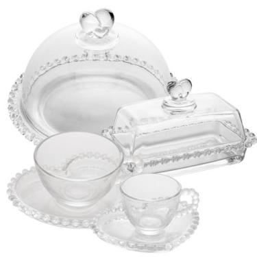 Imagem de Conjunto Cristal Coração: 4 Xícaras de Chá 180ml + 4 Xícaras Café 85ml