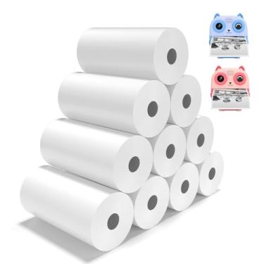 Imagem de Tosisot Papel de impressão instantânea para câmera infantil, 10 rolos de refil de rolo de papel para câmera infantil, papel de impressora térmica para a maioria das crianças, papel de recibo e rolo de