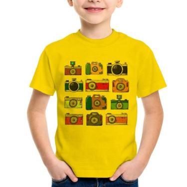 Imagem de Camiseta Infantil Câmeras Retrô - Foca na Moda, Amarelo, 14