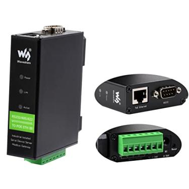 Imagem de waveshare Servidor Serial Rs232/485/422 De Montagem Em Trilho Isolado Industrial, Módulo Ethernet Rs232/485/422 Para Rj45 Com Poe, Conversor Tcp/Ip Para Serial, Suporte Para Gateway Modbus