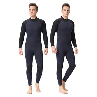 Imagem de FLEXEL Roupa de mergulho masculina de neoprene de 3 mm, surf, mergulho, snorkeling, roupa de banho de manga comprida (preto 3 mm, 3GG)