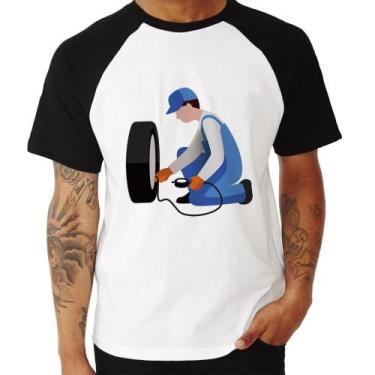 Imagem de Camiseta Raglan Borracharia - Foca na Moda, Branco, Preto, M