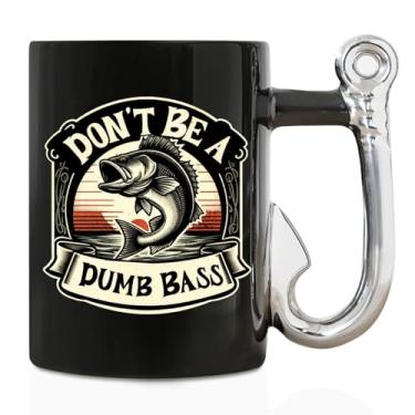 Imagem de Onebttl Caneca de café masculina para presentes de pesca de robalo, 400 ml, caneca de cerâmica engraçada para pai, vovô para o Natal, Dia dos Pais