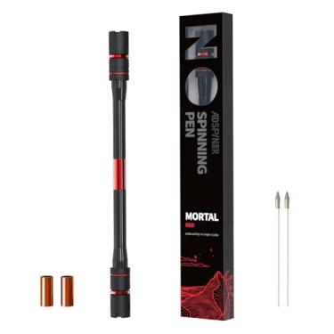 Imagem de ADSPINZOR Mortal Spinning Pen Mod by Mr. Nope Professional Trick Pen para truques e alívio antiderrapante, longa, vermelha