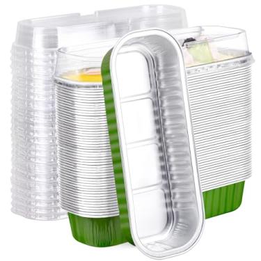 Imagem de EUSOAR Mini formas de pão de alumínio, 50 peças de copos de cozimento de 200 ml, ramequins descartáveis, mini formas de bolo de pão, recipientes de folha para cupcake, porta-muffins, creme brulee,