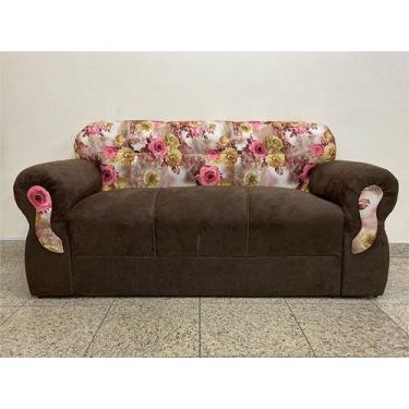 Imagem de Sofás 3 Lugares Encanto Beleza e Praticidade - Alpoim, Marrom C/Floral