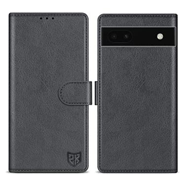 Imagem de ZZXX Capa carteira para Google Pixel 6a com [bloqueio RFID] com compartimento para cartão, fecho magnético, capa protetora de couro dobrável para celular Google Pixel 6a (cinza-15,5 cm)