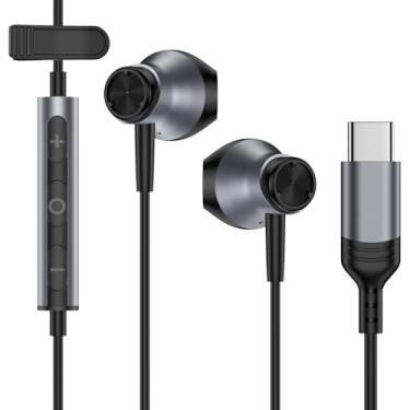 Imagem de Fone de ouvido com fio USB tipo C magnético Pixel 9A para Google Pixel 9a/9/8/7/6, iPhone 16E/16 Pro Max, fone de ouvido tipo C com microfone, controle de volume, fones de ouvido estéreo com