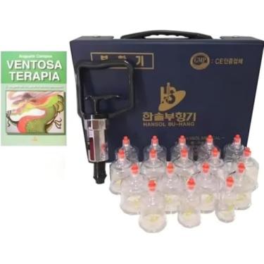 Imagem de Kit Ventosa Para Acupuntura Com 17 Copos Hansol e o livro ventosaterapia