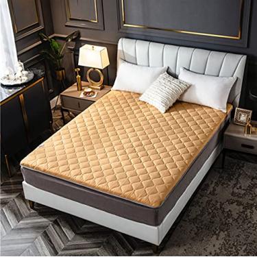 Imagem de Diumy Colchão dobrável, cor lisa, tatami, japonês, colchão de futon, macio, espesso, multifuncional, para sala de estar, dormitório - Camelo 90 x 200 cm