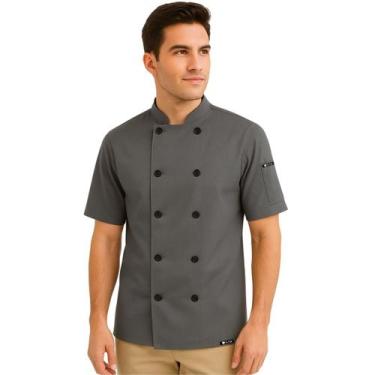 Imagem de Dólmã Para Chef Cozinha Unissex Uniforme Cozinheiro Restaurante Churra
