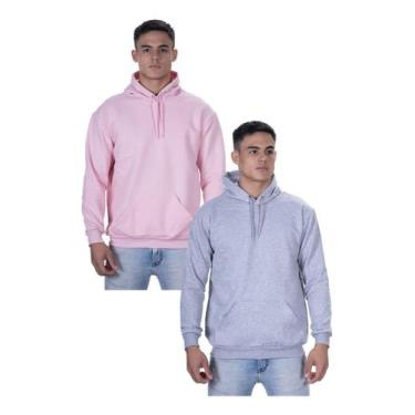 Imagem de Kit 2 Moletom Liso Masculino Blusa De Frio Casual Canguru Top - hs, Ci