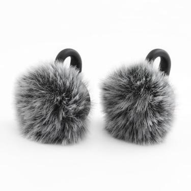 Imagem de JCMOYUTY Para-brisas para microfone sem fio Hollyland M2S Deadcat capa peluda, pacote com 2 acessórios de filtro pop cinza