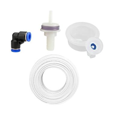 Imagem de Adaptador de Fixação da Boia na Tampa do Filtro + Boia Nível de Água + Engate Rápido União L ¼ +Tubo (Engate L Preto, 03 Metros Mangueira)