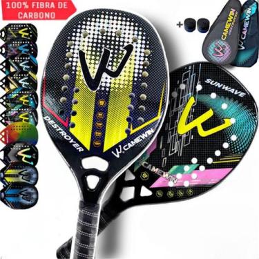 Imagem de Kit 2 Raquetes Beach Tennis Camewin 100% Fibra De Carbono 3K