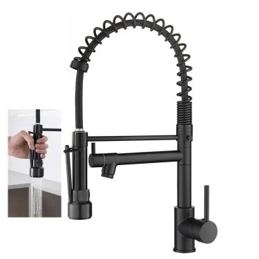 Imagem de Torneira Gourmet Cozinha Dois Jatos Monocomando Aerador Misturador Agua Fria Quente Luxo Mesa Pia Bancada Cuba Area Externa Sofisticado