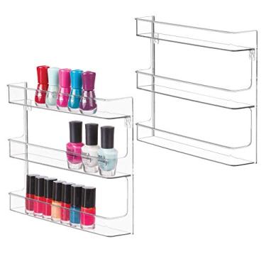 Imagem de iDesign Organizador de esmalte e cosméticos para pendurar unhas, conjunto com 2, coleção Clarity – 22,3 cm x 5 cm x 28 cm, transparente