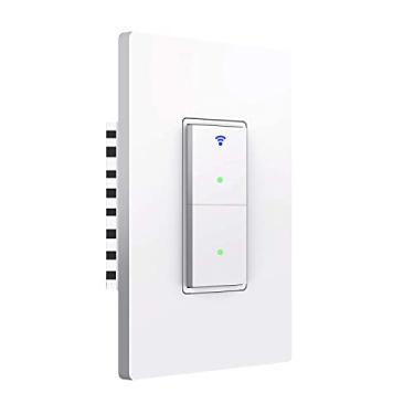 Imagem de Interruptor de luz inteligente, botão de interruptor duplo inteligente WiFi, compatível com Alexa e Google Home, controle remoto com função de temporização, sem necessidade de hub, aplicativo Smart Life fornece controle de qualquer lugar