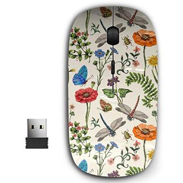 Imagem de Mouse sem fio USB ergonômico 2,4G ergonômico para PC, laptop, computador, notebook com nano receptor (botânico de verão)