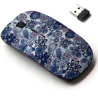 Imagem de Mouse sem fio de 2,4 G com design de padrão fofo para todos os laptops e desktops com nano receptor - elementos florais mandala decorativos