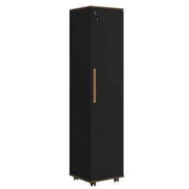 Imagem de Armário Multiuso Lavanderia Com Chave E Rodízios 1 Porta Lune Preto J&a Preto