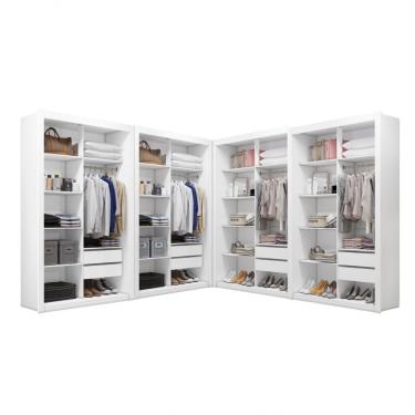 Imagem de Closet Modulado 8 Gavetas 12 Prateleiras Branco Amoudi Móveis Branco