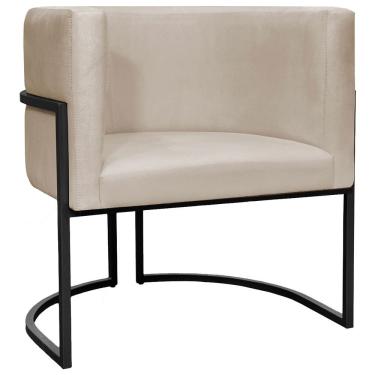 Imagem de Poltrona Luna Suede Cores Base De Ferro Preta - Bege, Suede