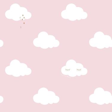Imagem de Papel De Parede Fofura Baby Nuvens Fundo Rosa Ff4014