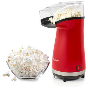 Imagem de Máquina de Pipoca de Ar Quente Nostalgia 16 Copos: Faça Pipoca Quente e Saudável sem Óleo - Medidor de Milho Incluído - Aço Inoxidável