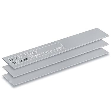 Imagem de Aairhut Pacote Com 3 Almofadas Térmicas 13W/Mk, 120 X 20 Mm, 0,5 1 Mm E 1,5 De Resfriamento Silicone Alta Condutividade Para Laptop, Dissipador Calor, Cpu, Gpu, Ssd, Ic, Led, Cooler