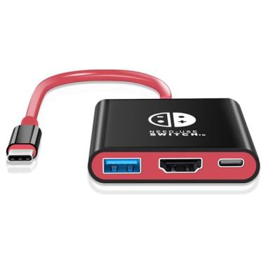 Imagem de MaxRenard Docking Station Para Nintendo Switch, Resolução 4K, Adaptador De Tv Portátil, Conector Ns/Oled, Usb C Hdmi Viagem Com Plug & Play 3.0 (Preto E Vermelho)