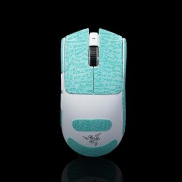 Imagem de Hokeyio Fita aderente para Razer Viper V3 Pro - antiderrapante, controle aprimorado, resistência ao suor, melhora a aderência FPS para jogos e proteção do mouse [pré-corte] CS ciano