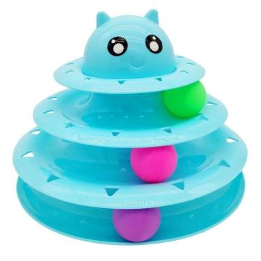 Imagem de Brinquedo Interativo Para Gatos Torre De Bolinha Cor Azul