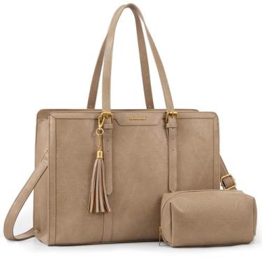 Imagem de Bolsa para laptop LOVEVOOK, bolsa de couro vintage de 15,6 polegadas c