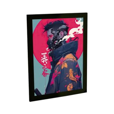 Imagem de Quadro Decorativo Anime Samurai Futurista Ilustração Cyberpunk Decoração Poster Quarto Sala