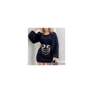 Imagem de vestido macaquinho manga longa soltinho feminino - Filó Modas, m, Fucs