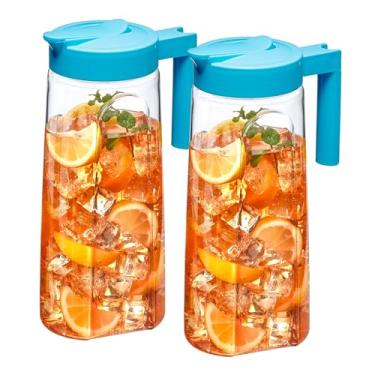 Imagem de Amazing Abby - Slim – Pacote com 2 jarras Tritan (1,8 g), jarra de água de plástico inquebrável com tampa, livre de BPA, resistente ao calor, lavável na lava-louças, ótimo para bebidas geladas e