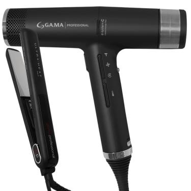 Imagem de Kit Secador iQ3 Black e Prancha G-Evo Silk Chrome 220V