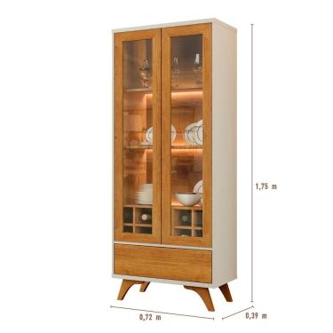 Imagem de Cristaleira Adega Reflecta 2 Portas De Vidro C- Led - Mavaular Off White-naturalle