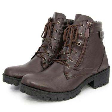 Imagem de Bota Feminina Coturno Militar Adventure Tratorada Marrom - BR2, Marrom