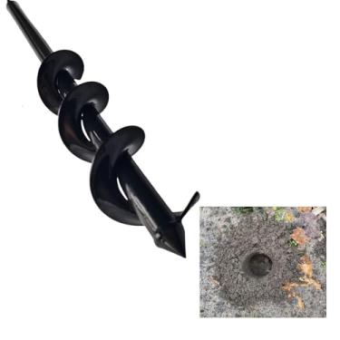 Imagem de Broca helicoidal de jardim para plantio - lâmpada sextavada de 3/20.3 cm e plantador de plantas de cama, ferramenta de compostagem, transplante de flores de íris de tulipas (7,6 cm x 61 cm, preto)