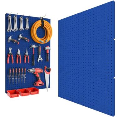 Imagem de Peg Board, 6 peças de metal Pegboard, organizador de parede resistente com moldura. Pegboard para paredes, garagem, bancada de trabalho, organização de ferramentas de sala de artesanato, painéis de
