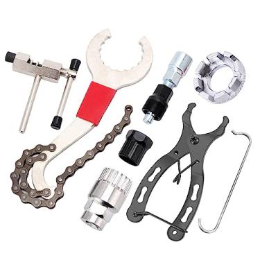 Imagem de CIADAZ 7 pçs kit de ferramentas de reparo de bicicleta removedor de cassete chave de corrente disjuntor extrator de manivela extrator chave de raio suporte inferior ferramenta de remoção de roda livre