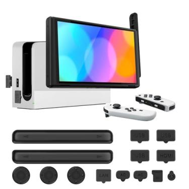 Imagem de TNP Products Capa Protetora Contra Poeira Switch - Kit De Proteção Para Nintendo / Oled Pacote Com 11 Protetores Borracha Macia E 3 Polegar Joy-Con
