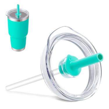 Imagem de Bluwing Tampa de copo de 850 g com canudo para YETI, tampa de substituição para YETI Rambler copo de 740 ml, copo de 850 g, caneca de canudo de 1000 ml, tampas à prova de derramamento (azul-petróleo)