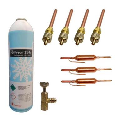 Imagem de Kit Gás R134a Chemours 1kg 4 União Solda 3 Filtro Secador